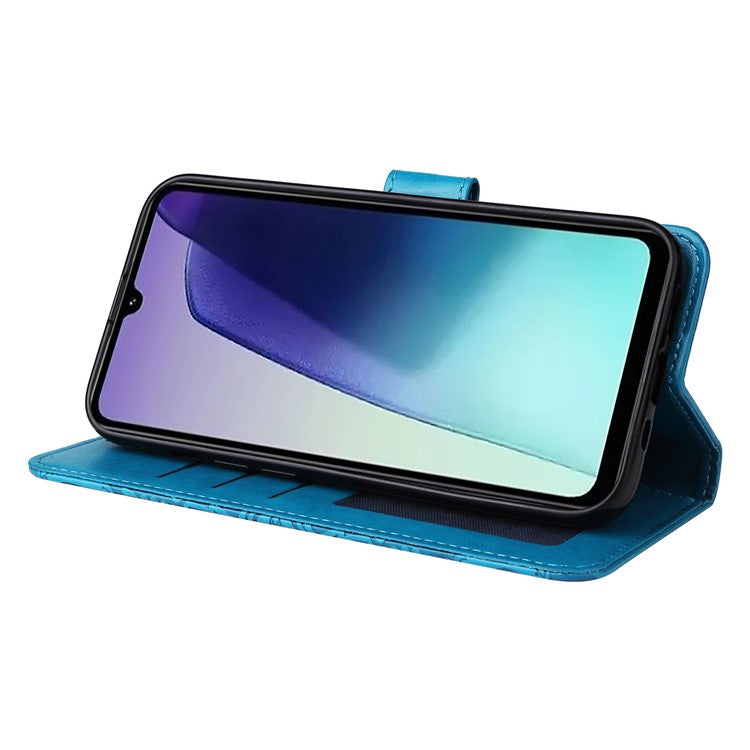 For Xiaomi Poco C75 4G / Redmi 14R 5G / 14C 4G Case Sunflower Imprint Leather Wallet Phone Cover - Blue