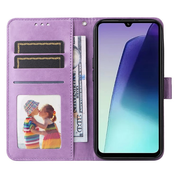 For Xiaomi Poco C75 4G / Redmi 14R 5G / 14C 4G Case Sunflower Imprint Leather Wallet Phone Cover - Purple
