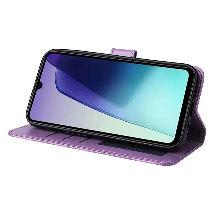 For Xiaomi Poco C75 4G / Redmi 14R 5G / 14C 4G Case Sunflower Imprint Leather Wallet Phone Cover - Purple