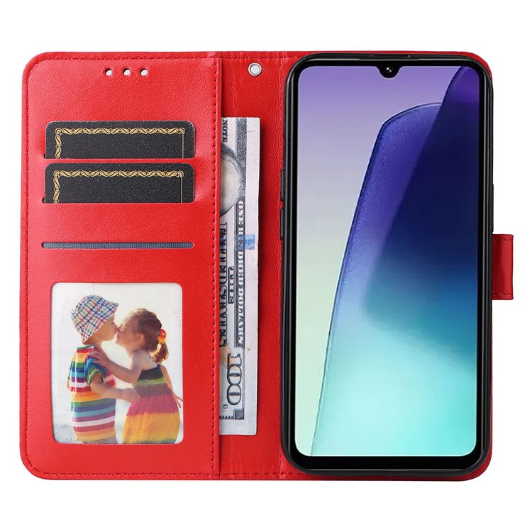 For Xiaomi Poco C75 4G / Redmi 14R 5G / 14C 4G Case Sunflower Imprint Leather Wallet Phone Cover - Red