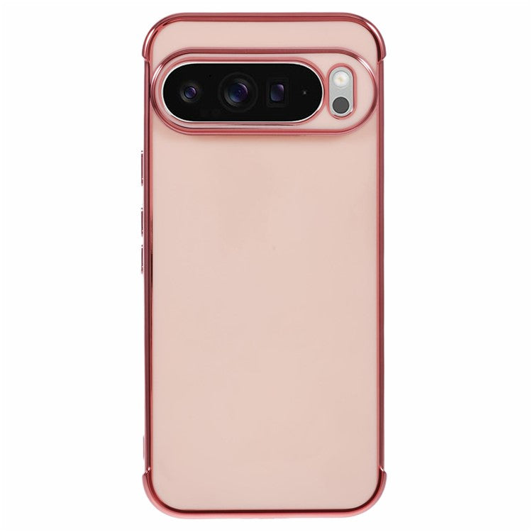 For Google Pixel 9 Pro XL Case Electroplated Frame TPU Soft Phone Cover - Pink