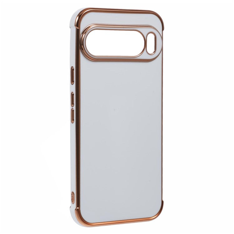 For Google Pixel 9 Pro XL Case Electroplated Frame TPU Soft Phone Cover - Ivory White