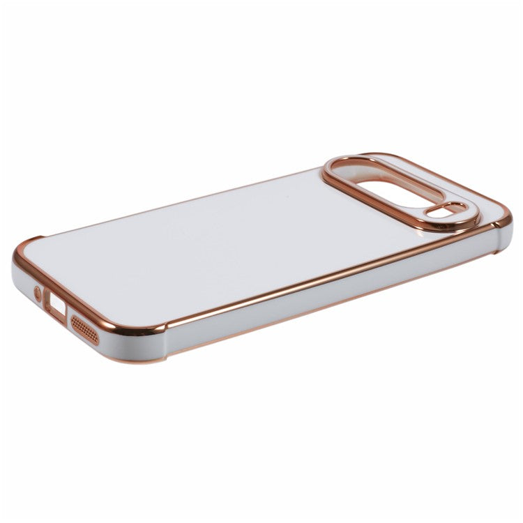 For Google Pixel 9 Pro XL Case Electroplated Frame TPU Soft Phone Cover - Ivory White