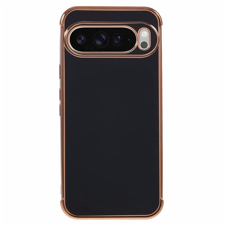 For Google Pixel 9 Pro XL Case Electroplated Frame TPU Soft Phone Cover - Black