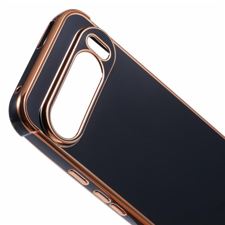 For Google Pixel 9 Pro XL Case Electroplated Frame TPU Soft Phone Cover - Black
