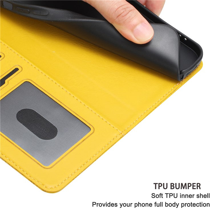 For Samsung Galaxy S24 FE Case Flower Imprint Leather Flip Wallet Phone Cover with Wrist Strap - Yellow