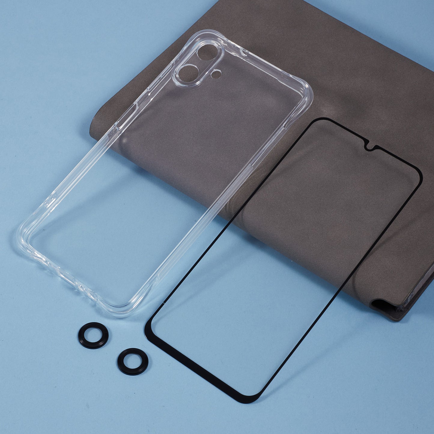 For Samsung Galaxy A06 Case TPU Phone Cover with Screen Protector + Camera Lens Film