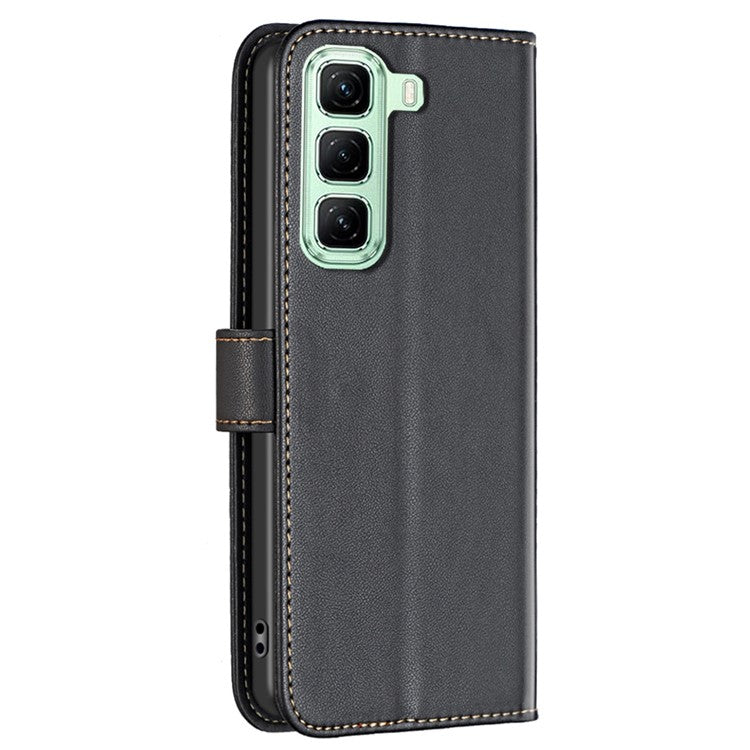 BINFEN COLOR BF17 For Infinix Hot 50 5G Case Wallet Folio Flip Leather Cover - Black