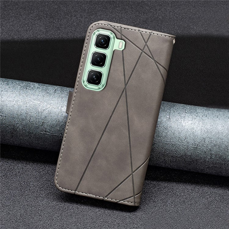 BINFEN COLOR BF05 For Infinix Hot 50 5G Case Leather Phone Cover Wallet Stand - Grey