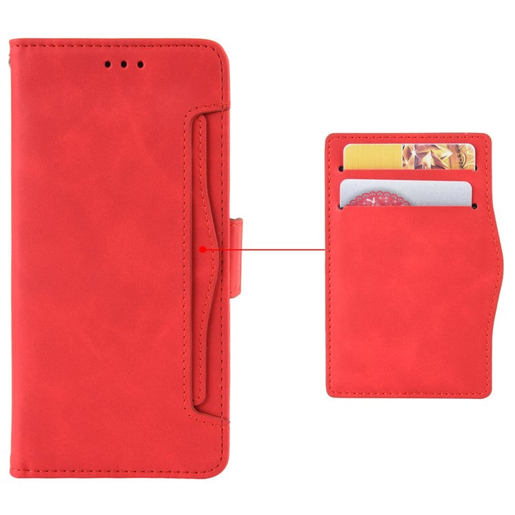 For iPhone 16 Plus Leather Case Phone Wallet Cover with Multiple Card Slots - Red