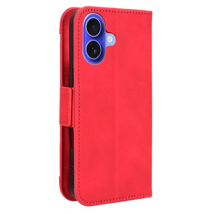 For iPhone 16 Plus Leather Case Phone Wallet Cover with Multiple Card Slots - Red