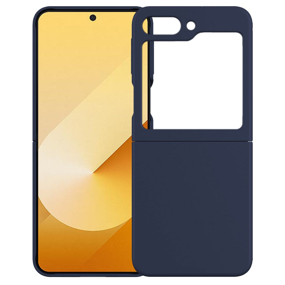 KALEBOL KLB-YTGJ002 For Samsung Galaxy Z Flip7 FE 5G / Z Flip6 5G Case Solid Color Liquid Silicone+PC Phone Cover - Midnight Blue