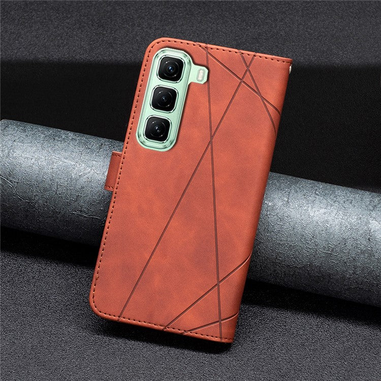 BINFEN COLOR BF05 For Infinix Hot 50 4G Case Leather Phone Cover Wallet Stand - Brown