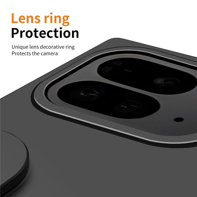 For Google Pixel 9 Pro Fold 5G Case Kickstand Wristband PC Phone Cover with Tempered Glass Film - Black