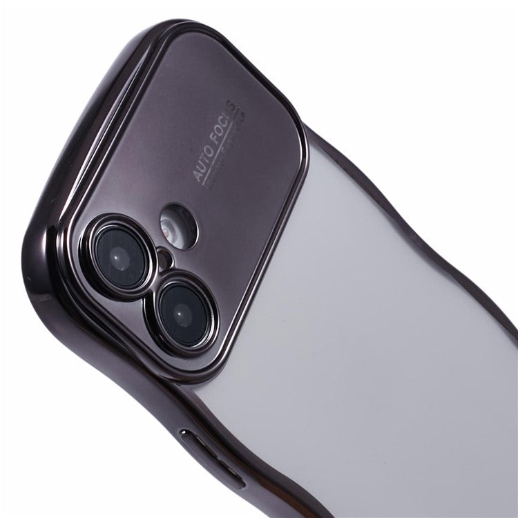 For iPhone 16 Case Electroplating Curly Frame TPU Clear Phone Cover - Black