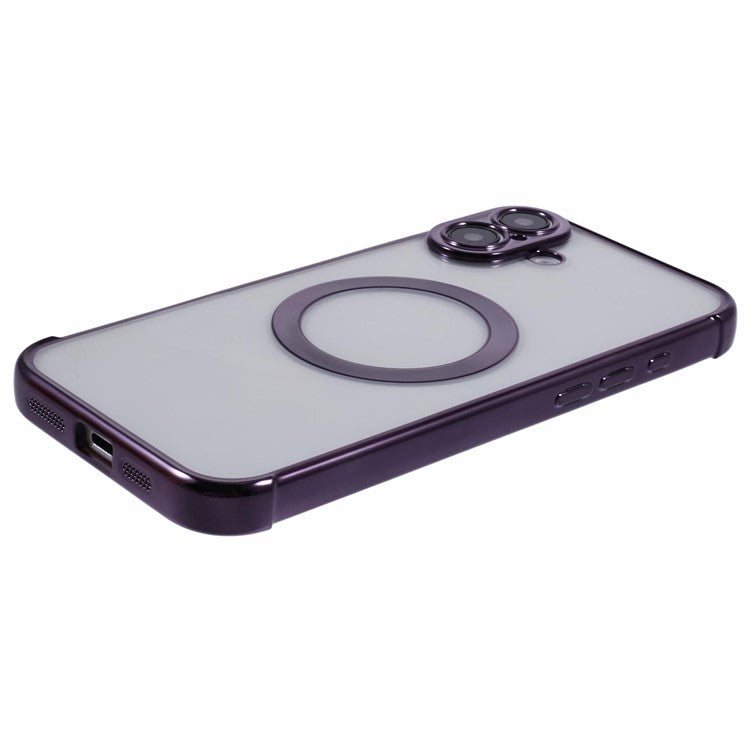 For iPhone 16 Case Compatible with MagSafe Electroplating TPU Clear Phone Cover - Dark Purple