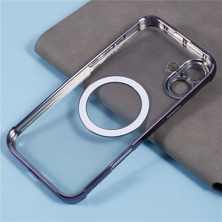 For iPhone 16 Case Compatible with MagSafe Electroplating TPU Clear Phone Cover - Dark Purple
