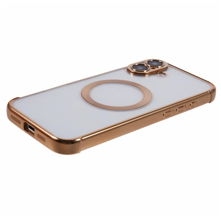 For iPhone 16 Case Compatible with MagSafe Electroplating TPU Clear Phone Cover - Gold