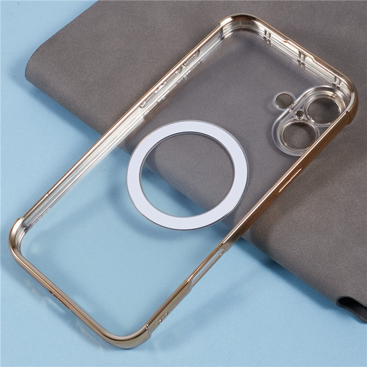 For iPhone 16 Case Compatible with MagSafe Electroplating TPU Clear Phone Cover - Gold