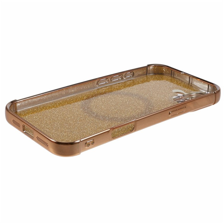 For iPhone 16 Case Electroplating Glitter TPU Clear Phone Cover Compatible with MagSafe - Gold