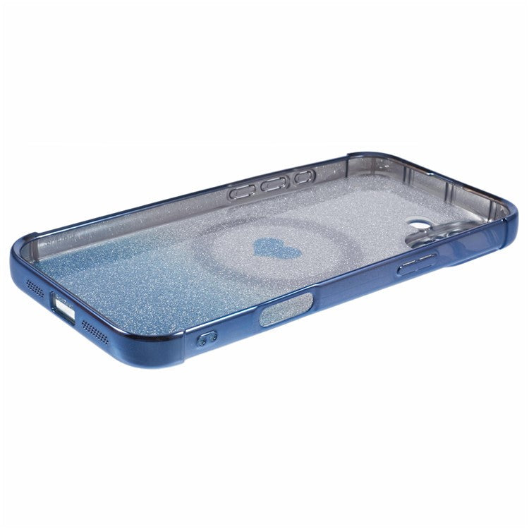 For iPhone 16 Case Gradient Sparkle TPU Phone Cover Compatible with MagSafe - Blue