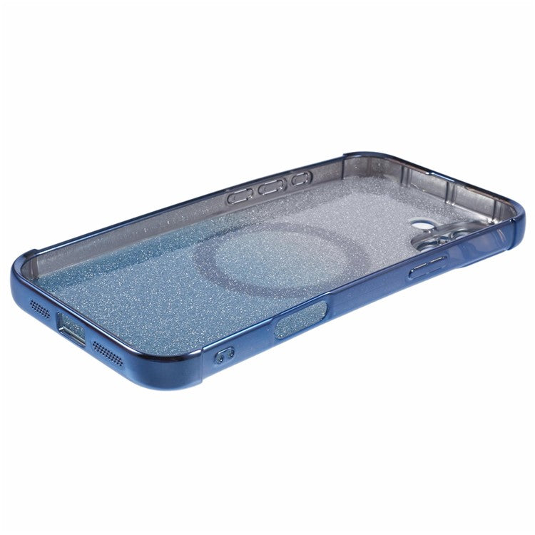 For iPhone 16 Plus Case Compatible with MagSafe Electroplating TPU Gradient Glitter Phone Cover - Blue