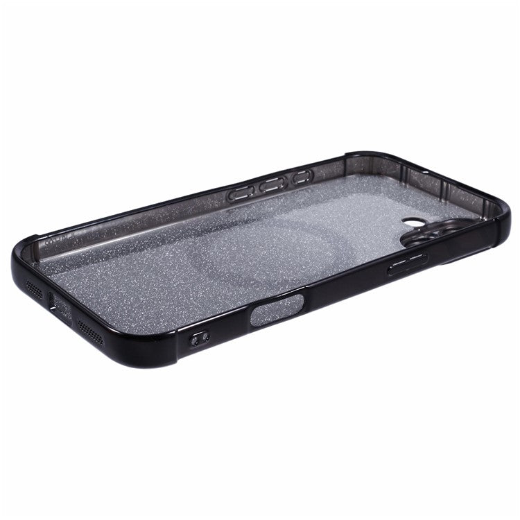 For iPhone 16 Case Compatible with MagSafe Electroplating TPU Gradient Glitter Phone Cover - Black