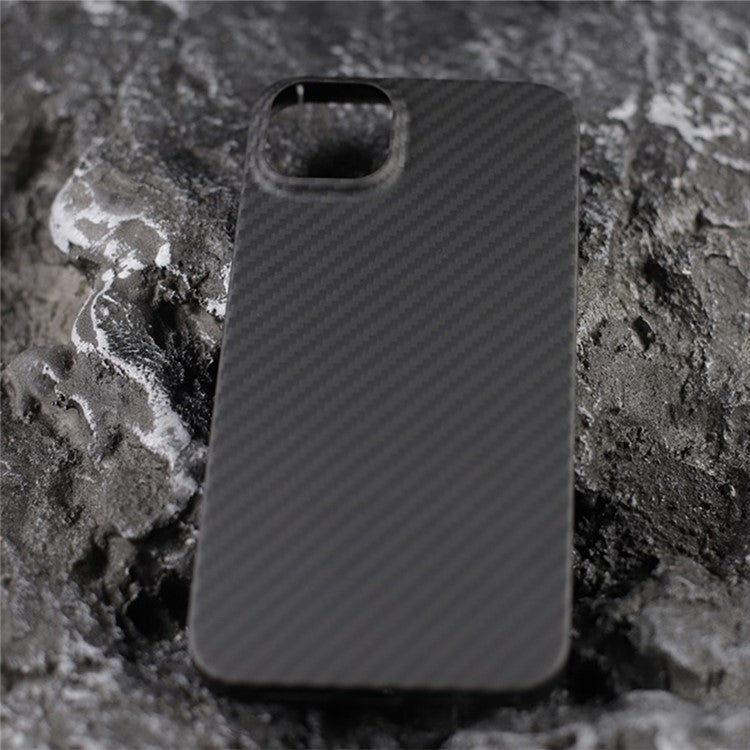 For iPhone 16 Magnetic Case 1500D Coarse Texture Aramid Fiber Phone Cover (Big Lens Hole) - Black