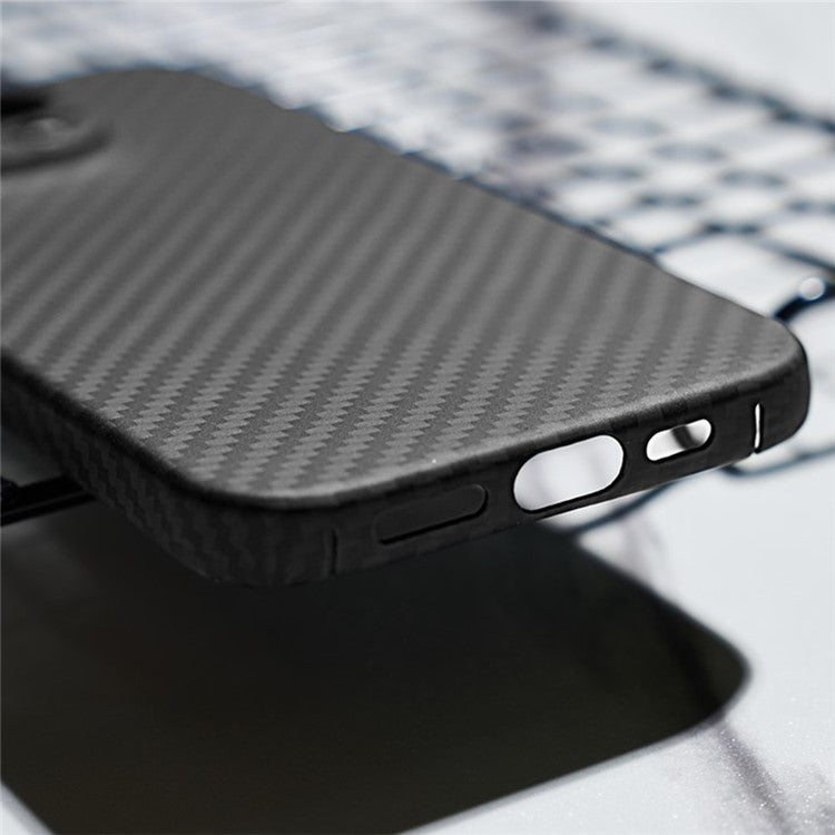For iPhone 16 Plus Case 1500D Coarse Texture Aramid Fiber Phone Cover Precision Cut-Out - Black
