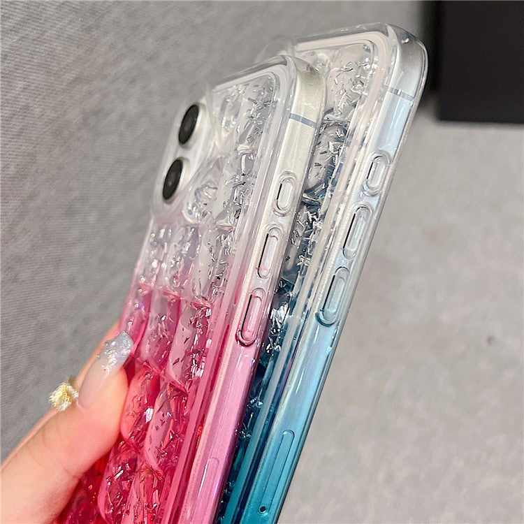 For iPhone 16 Case Gradient Epoxy TPU Soft Phone Cover with Long Lanyard - Green