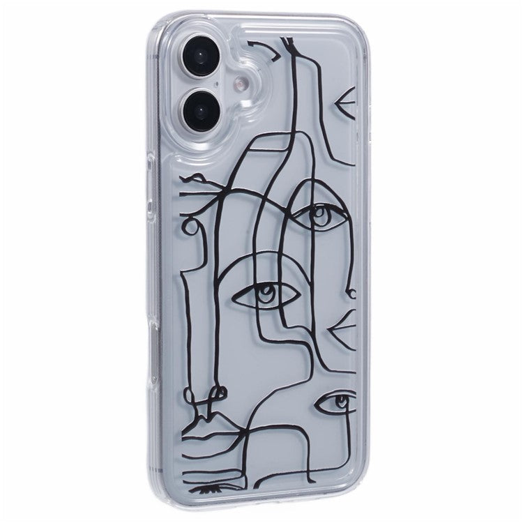 For iPhone 16 TPU Case Pattern Printing Shockproof Airbag Phone Cover - Line Women