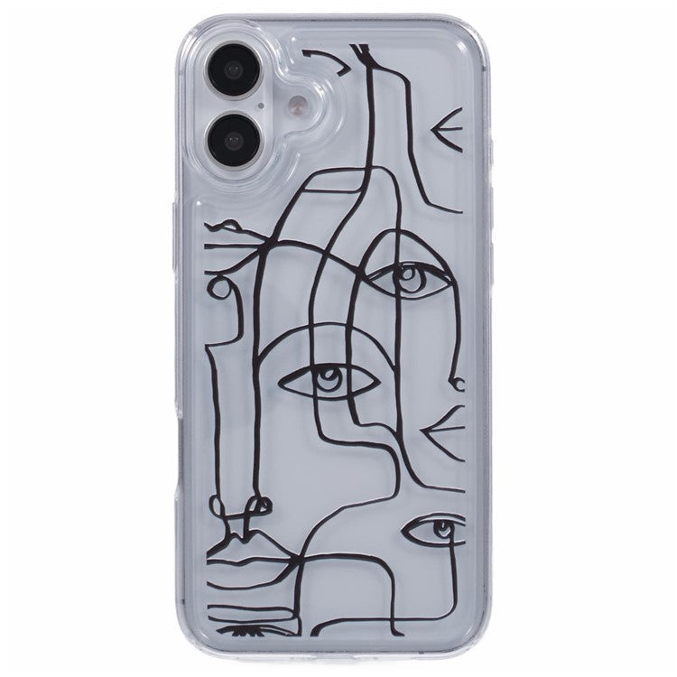 For iPhone 16 TPU Case Pattern Printing Shockproof Airbag Phone Cover - Line Women