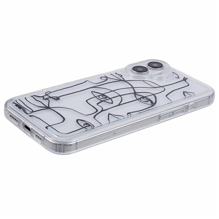 For iPhone 16 TPU Case Pattern Printing Shockproof Airbag Phone Cover - Line Women