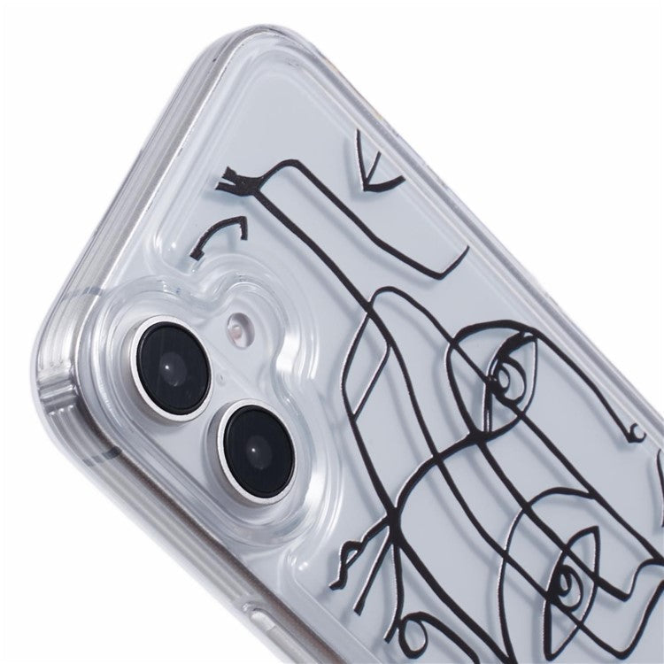For iPhone 16 TPU Case Pattern Printing Shockproof Airbag Phone Cover - Line Women