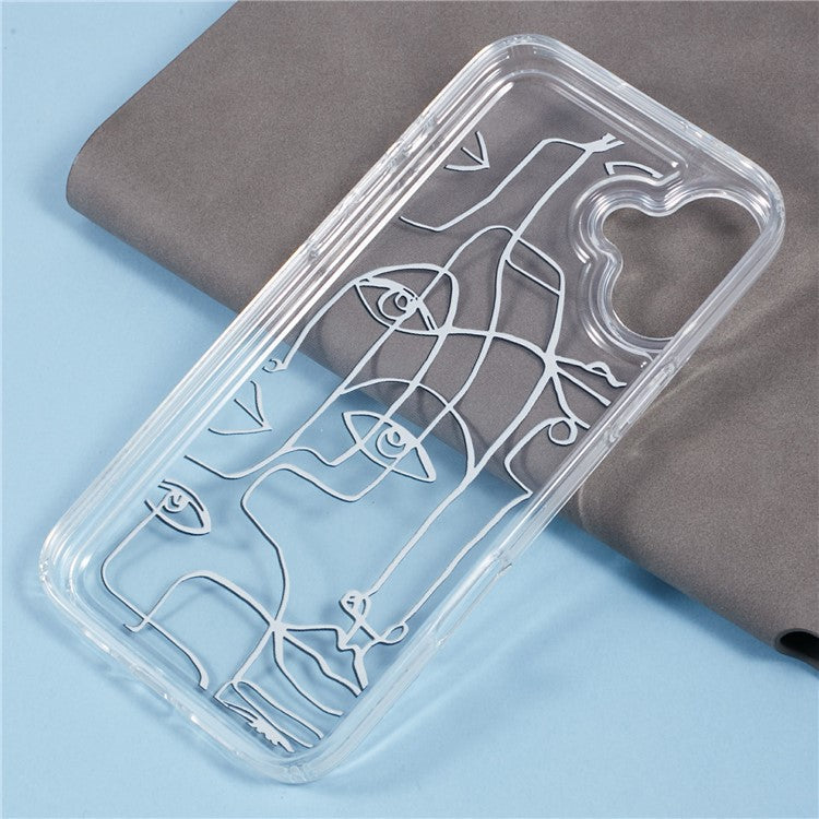 For iPhone 16 TPU Case Pattern Printing Shockproof Airbag Phone Cover - Line Women