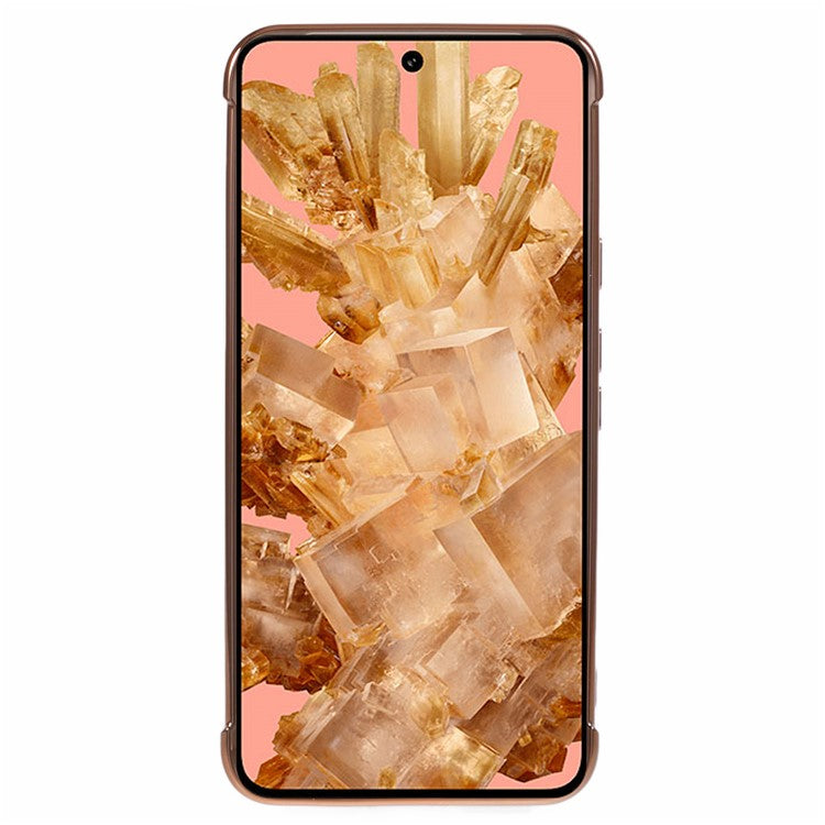 For Google Pixel 8 Case Compatible with MagSafe Electroplated TPU Phone Cover Hollow Love Hearts - Ivory White