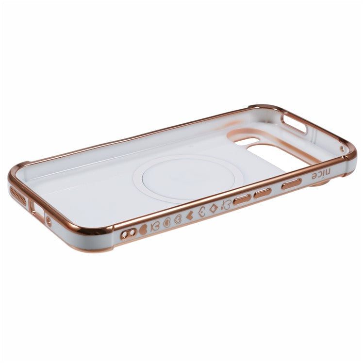 For Google Pixel 9 Pro XL Case Compatible with MagSafe Electroplated TPU Phone Cover Hollow Love Hearts - Ivory White