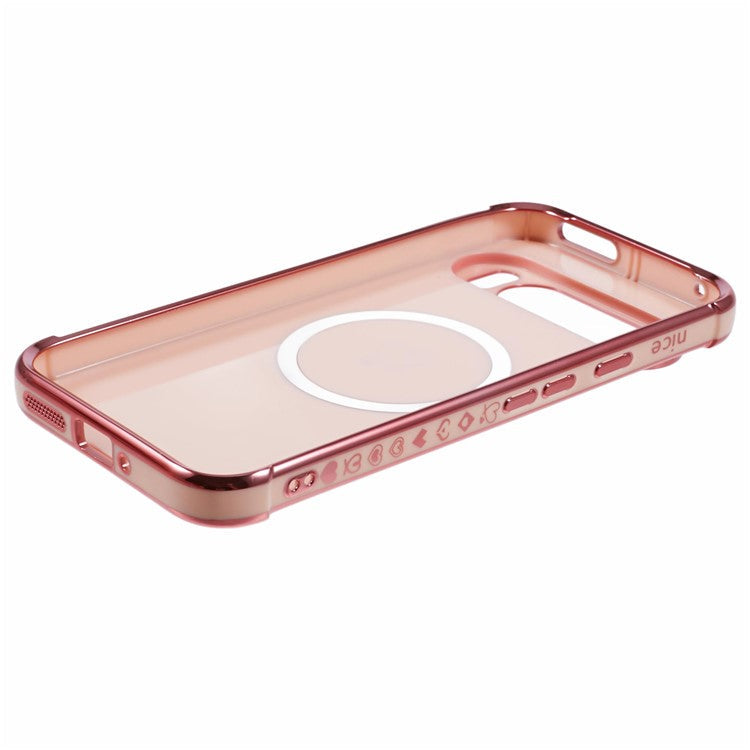 For Google Pixel 9 Pro XL Case Compatible with MagSafe Electroplated TPU Phone Cover Hollow Love Hearts - Rose Gold