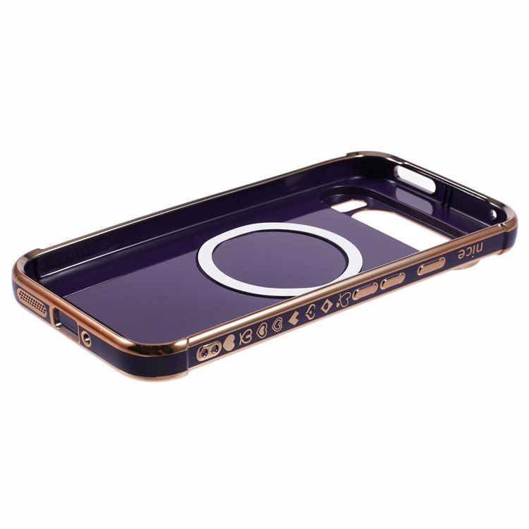 For Google Pixel 9 Pro XL Case Compatible with MagSafe Electroplated TPU Phone Cover Hollow Love Hearts - Dark Purple