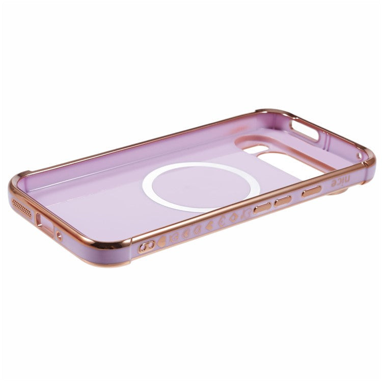 For Google Pixel 9 Pro XL Case Compatible with MagSafe Electroplated TPU Phone Cover Hollow Love Hearts - Purple