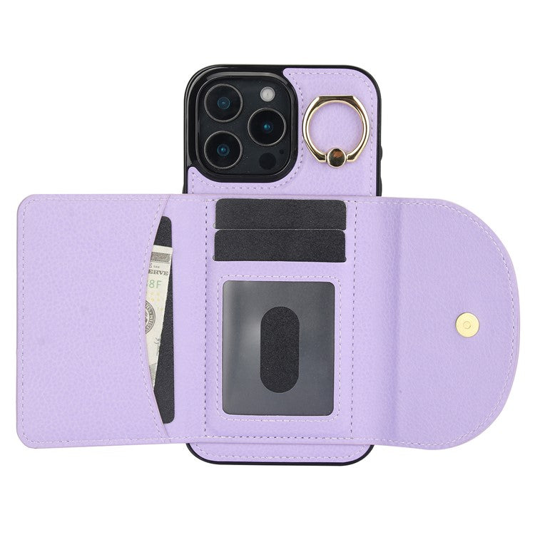 For iPhone 16 Pro Case RFID Blocking Wallet Kickstand Leather + TPU Phone Cover - Light Purple