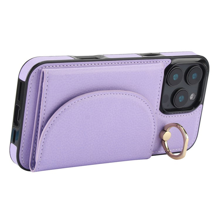 For iPhone 16 Pro Case RFID Blocking Wallet Kickstand Leather + TPU Phone Cover - Light Purple
