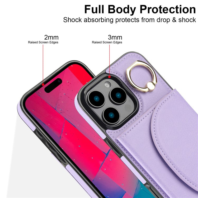 For iPhone 16 Pro Case RFID Blocking Wallet Kickstand Leather + TPU Phone Cover - Light Purple