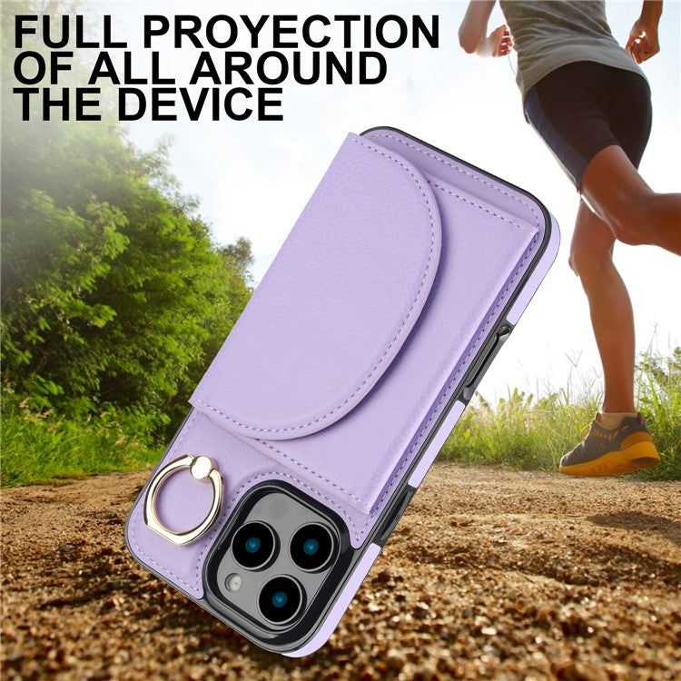 For iPhone 16 Pro Case RFID Blocking Wallet Kickstand Leather + TPU Phone Cover - Light Purple