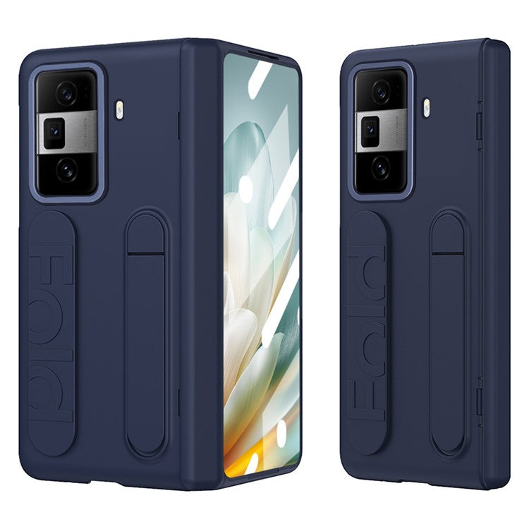 For Honor Magic Vs3 5G Case Kickstand Wristband PC Phone Cover with Tempered Glass Film - Blue