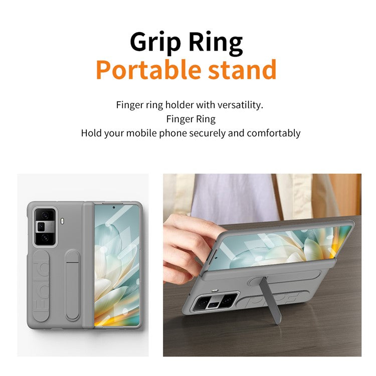 For Honor Magic Vs3 5G Case Kickstand Wristband PC Phone Cover with Tempered Glass Film - Blue