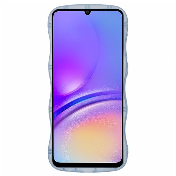WANLONFENG JWT Series for Samsung Galaxy A05 4G TPU Case Epoxy Phone Cover Wavy Edge with Tempered Glass - Transparent Blue