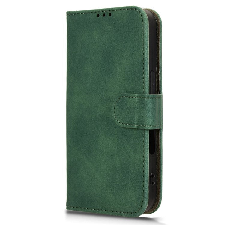 For iPhone 16 Leather Case Skin-Feel Anti-Drop Wallet Flip Phone Cover - Green