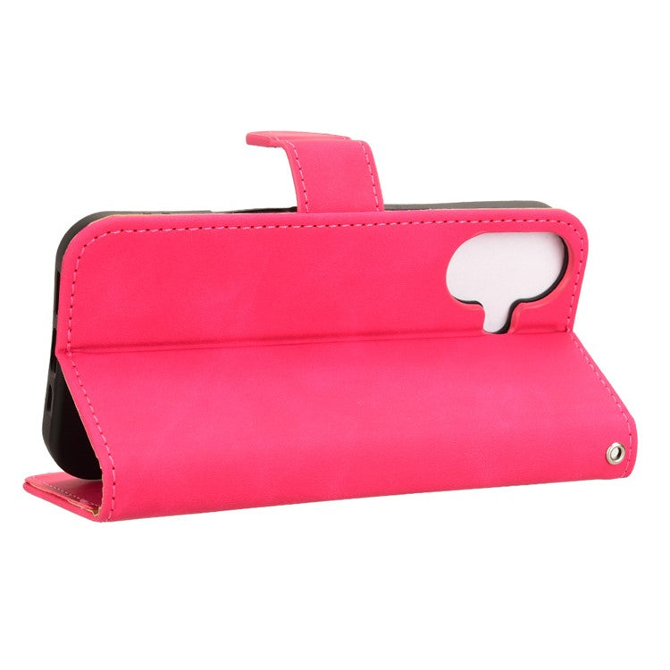 For iPhone 16 Leather Case Skin-Feel Anti-Drop Wallet Flip Phone Cover - Rose