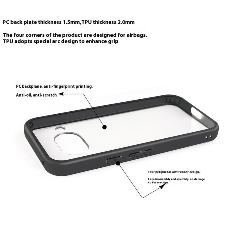 For Google Pixel 9a Case Shockproof PC+TPU Clear Back Phone Cover